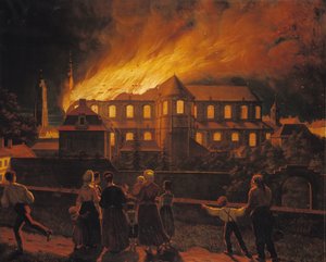 Brand in de kathedraal van Cambrai, 9 september 1859 door Abel Berger